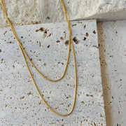 Double Chain Necklace for Women — 18K Gold Plated Snake Chain, Layered Look